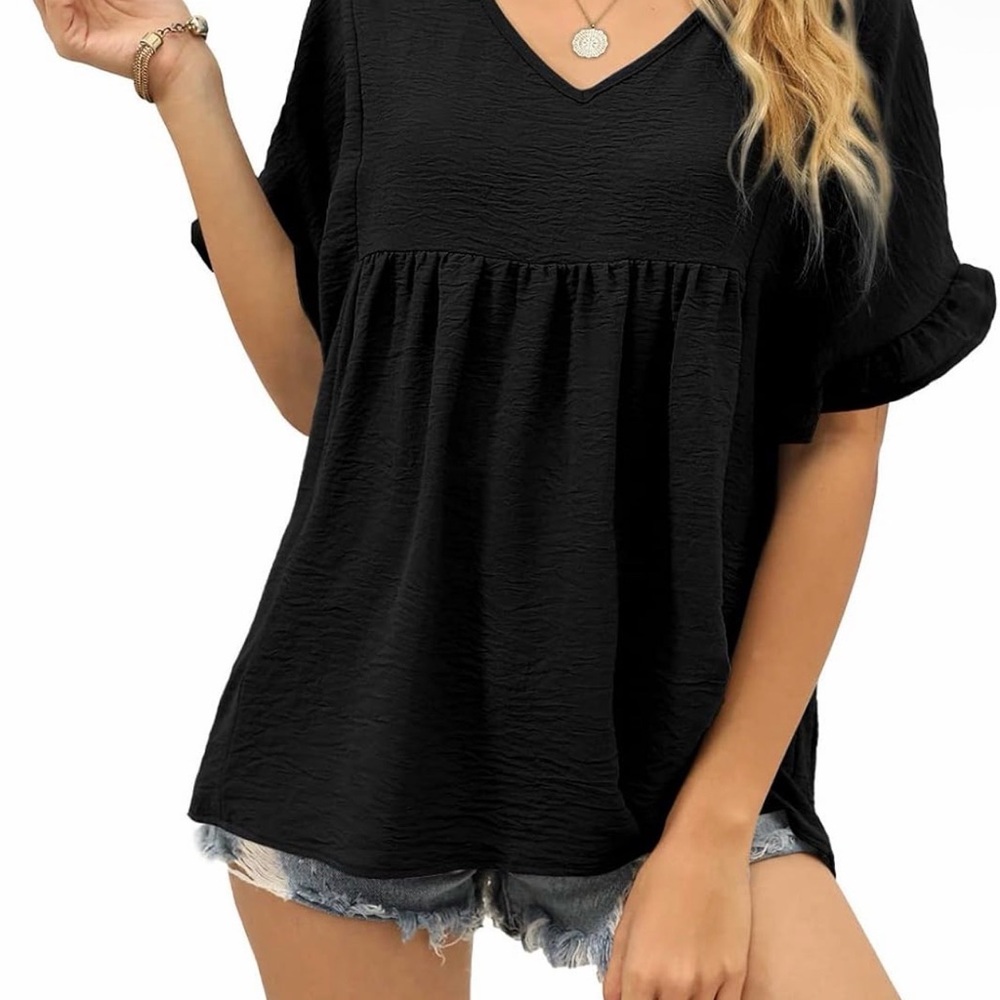 Elegant Black V-Neck Blouse